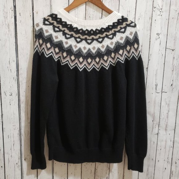 (LG) Old Navy Cozy Knit Pull Over Sweater | Black and White | Christmas Sweater - Picture 2 of 5